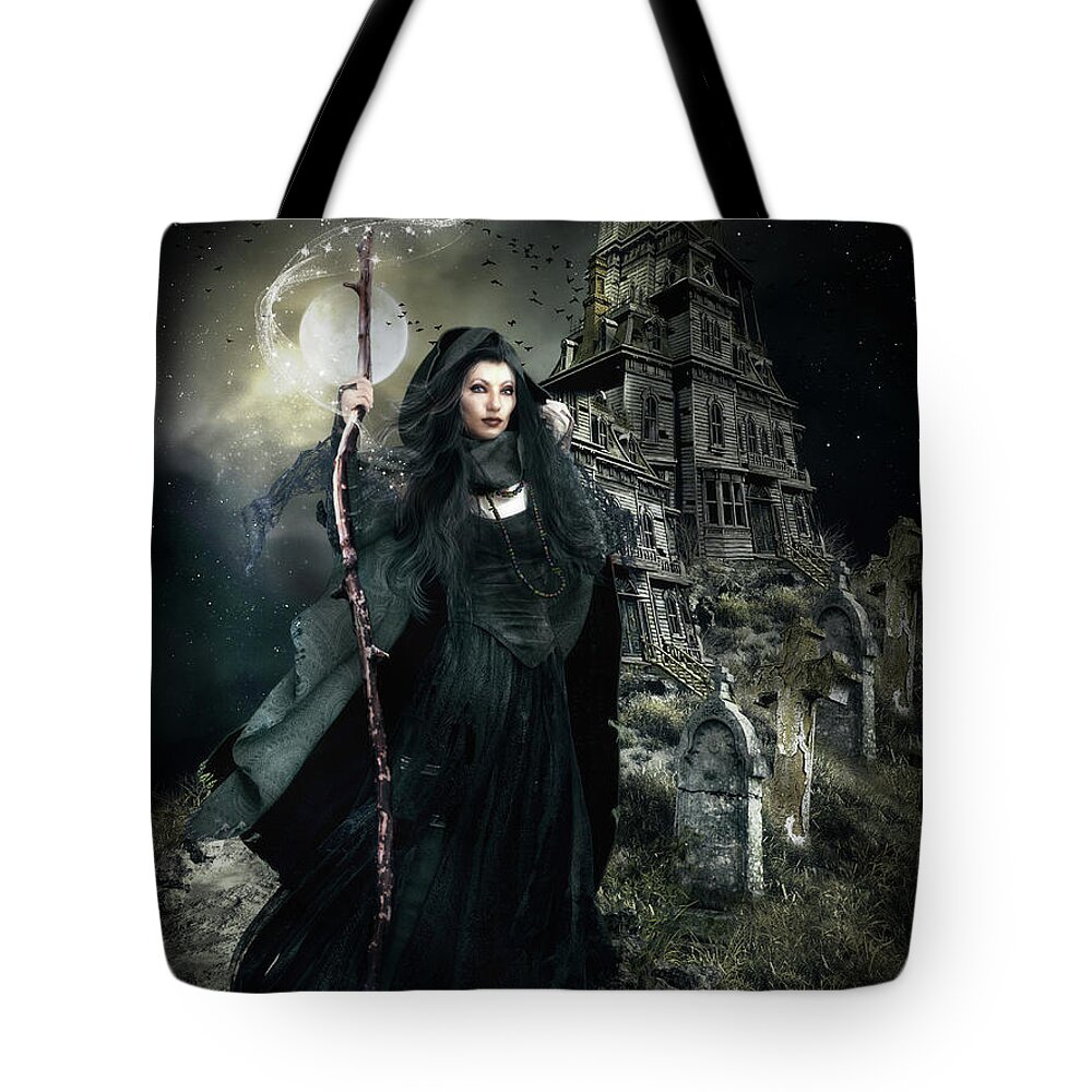 Witch Tote Bag featuring the mixed media Witch Hunt by Shanina Conway