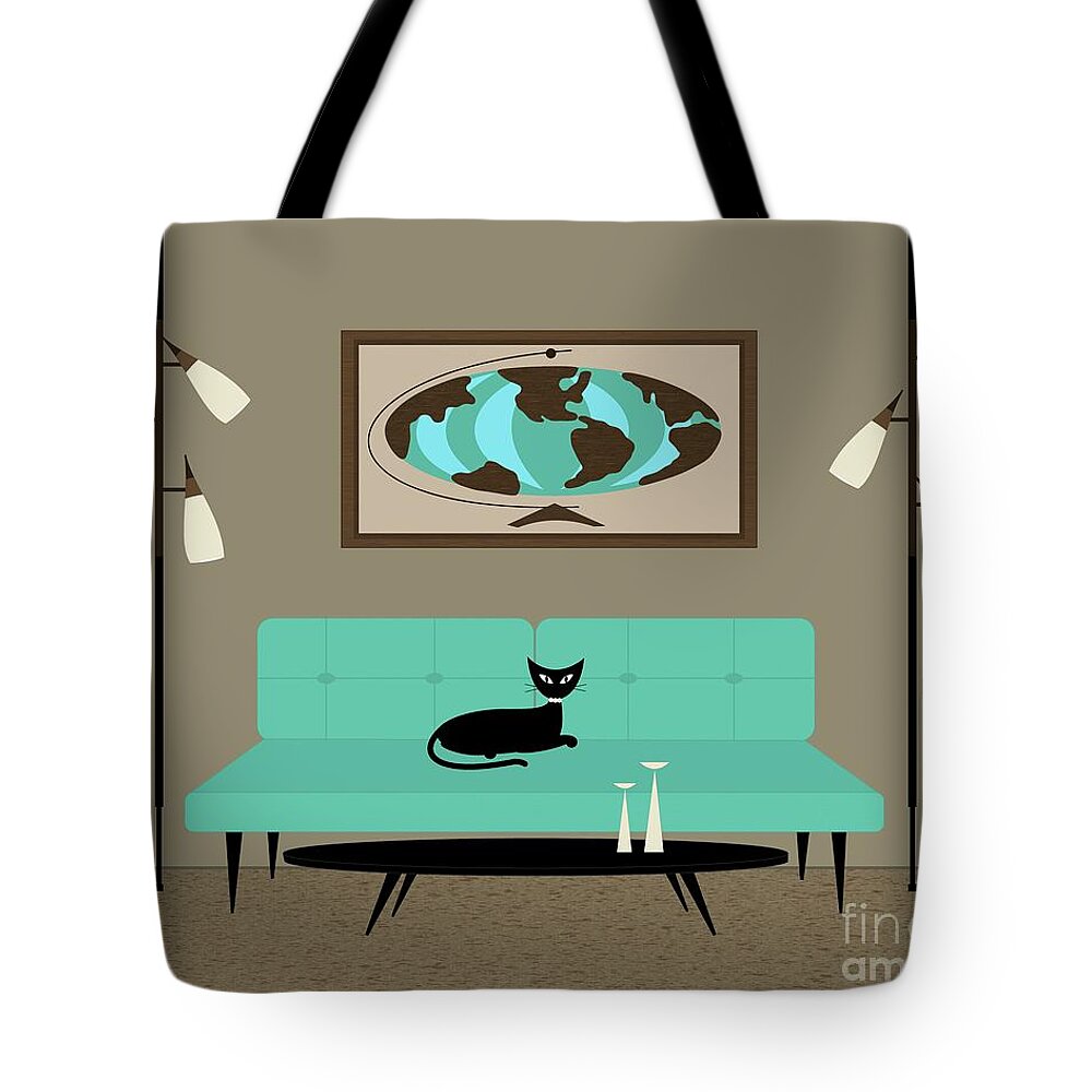 Mid Century Modern Tote Bag featuring the digital art Witco World by Donna Mibus
