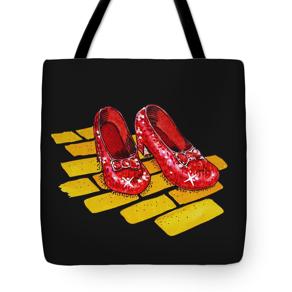 Wizard Of Oz Tote Bag featuring the painting Wizard Of Oz Ruby Slippers by Irina Sztukowski
