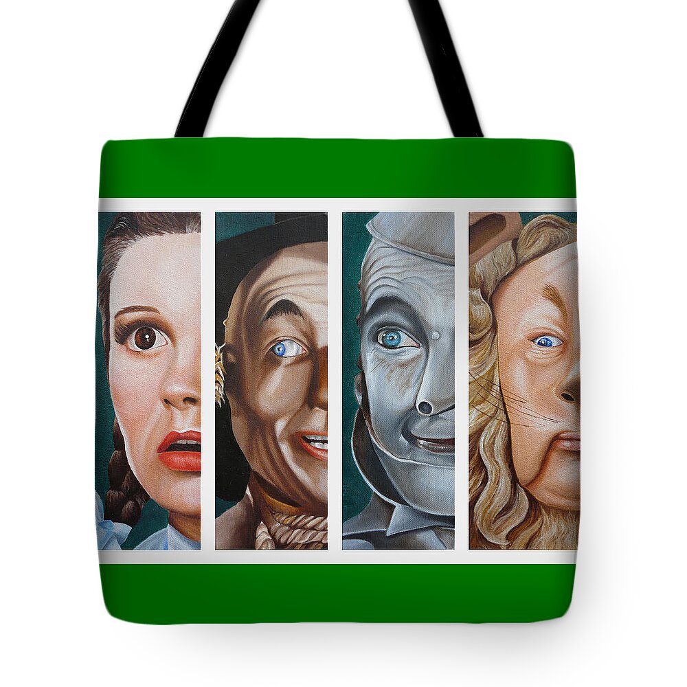 Wizard Of Oz Tote Bag featuring the painting Wizard of Oz Set One by Vic Ritchey