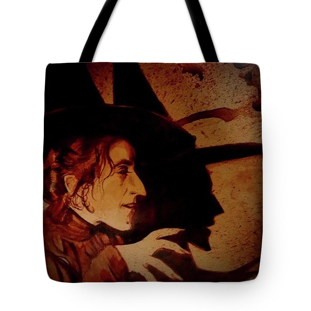 Ryan Almighty Tote Bag featuring the painting WIZARD OF OZ WICKED WITCH - fresh blood by Ryan Almighty