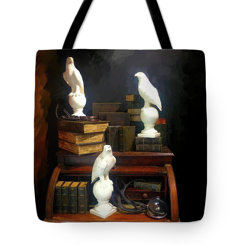 Library Tote Bag featuring the painting Wizards Library by Portraits By NC