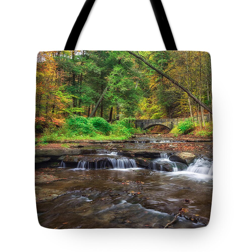 Letchworth Tote Bag featuring the photograph Wolf Creek by Mark Papke
