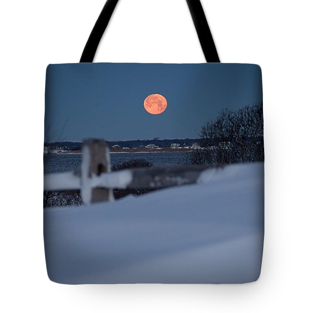 Wolf Moon Tote Bag featuring the photograph Wolf Moon by Newwwman
