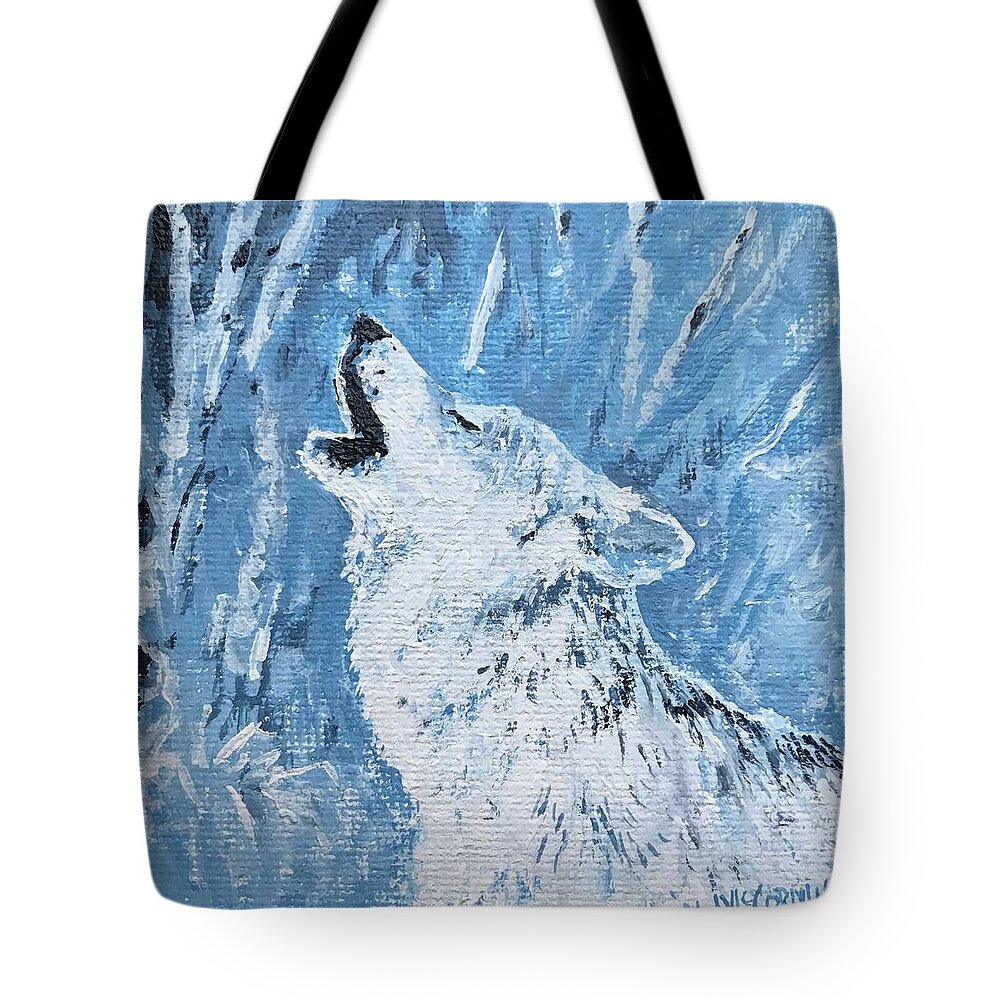 Wolf Tote Bag featuring the painting Wolf of the Tetons by ML McCormick
