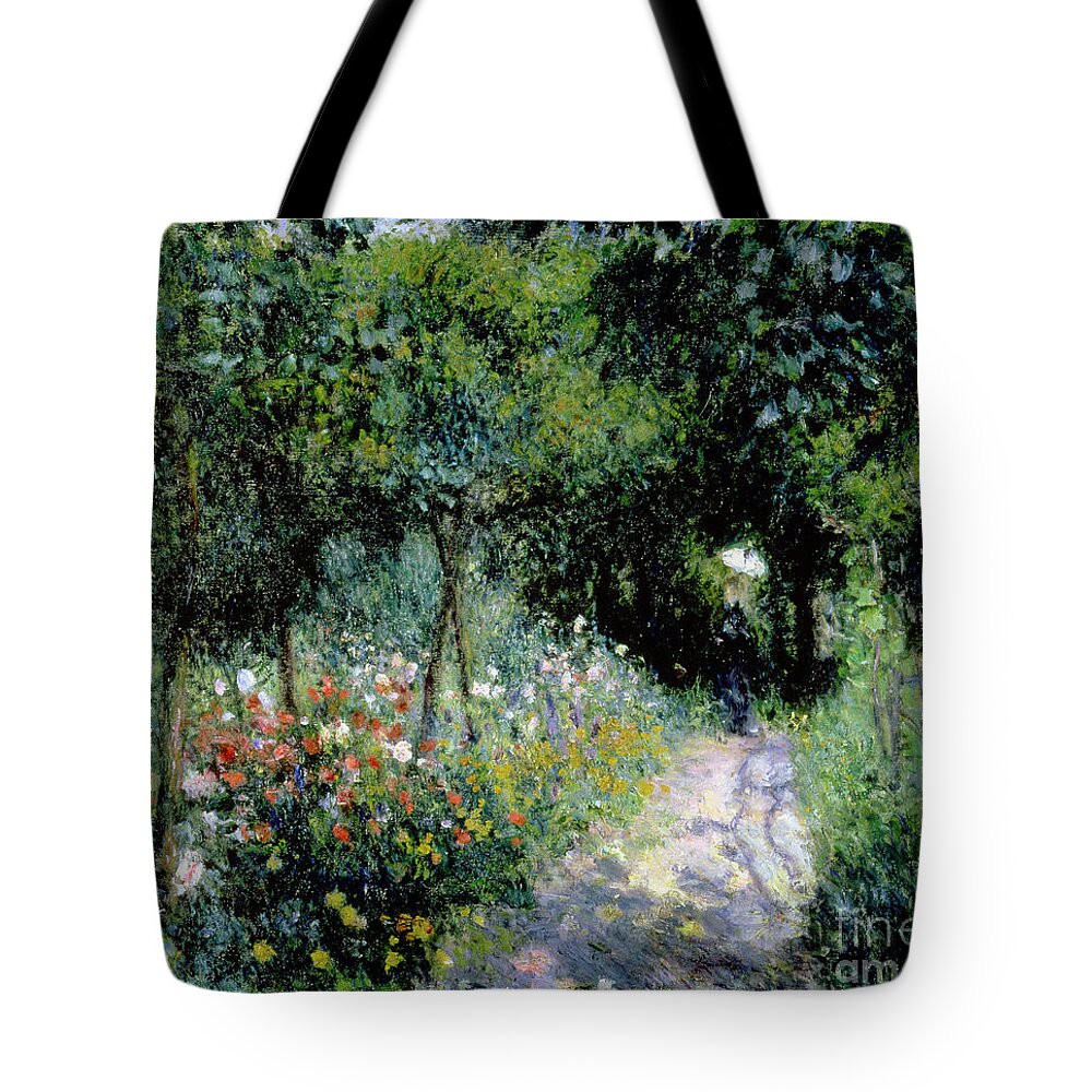 Renoir Tote Bag featuring the painting Woman in a Garden by Pierre Auguste Renoir