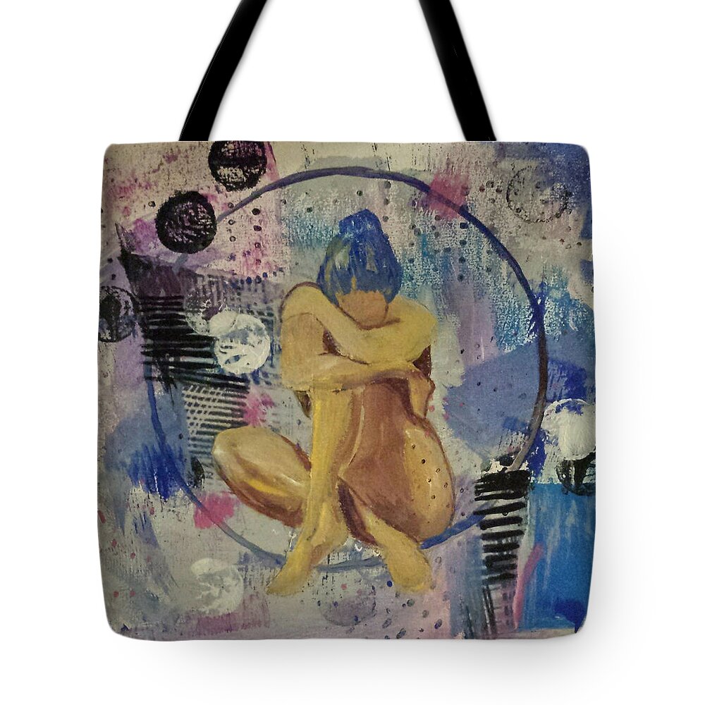 Abstract Tote Bag featuring the painting Woman in Despair by Elise Boam