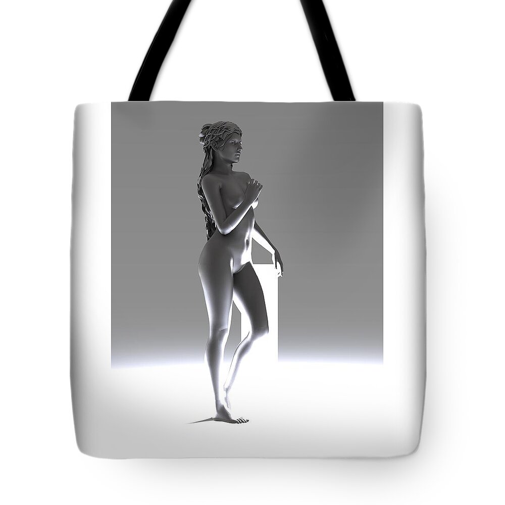 Art Tote Bag featuring the digital art Woman lamp number ten by Joaquin Abella