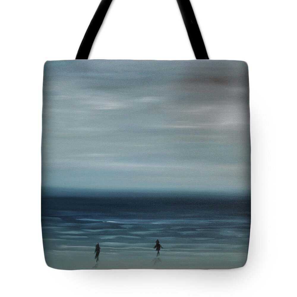 Woman Tote Bag featuring the painting Women on the Beach by Tone Aanderaa