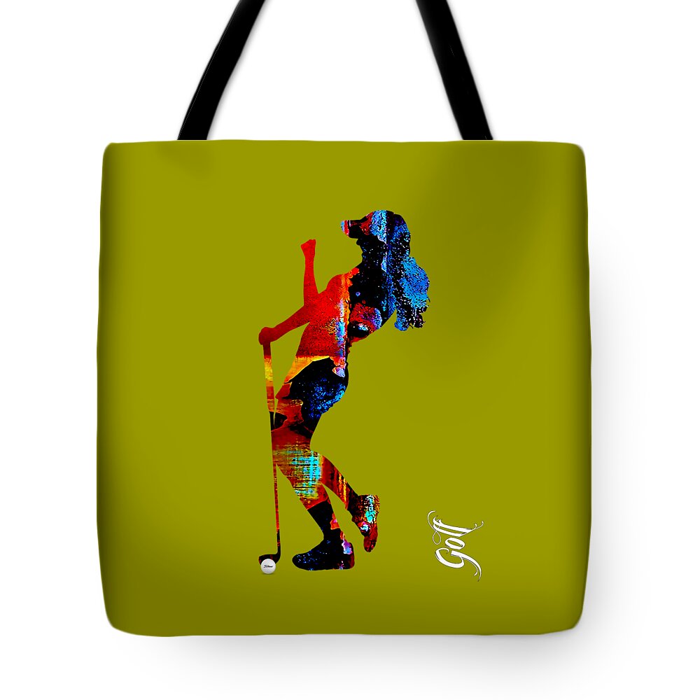 Golf Tote Bag featuring the mixed media Womens Golf Collection by Marvin Blaine
