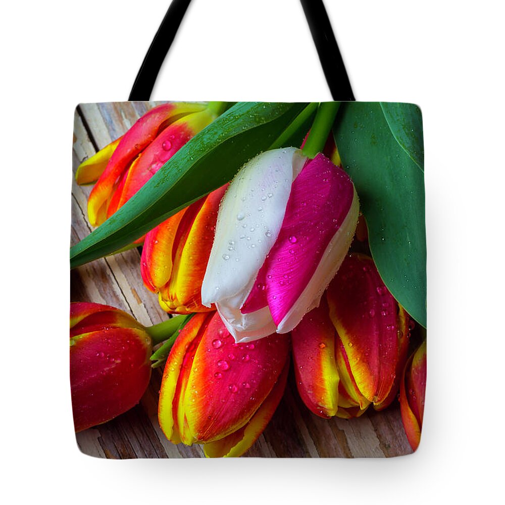 Bunch Tote Bag featuring the photograph Wonderful Colorful Tulips by Garry Gay