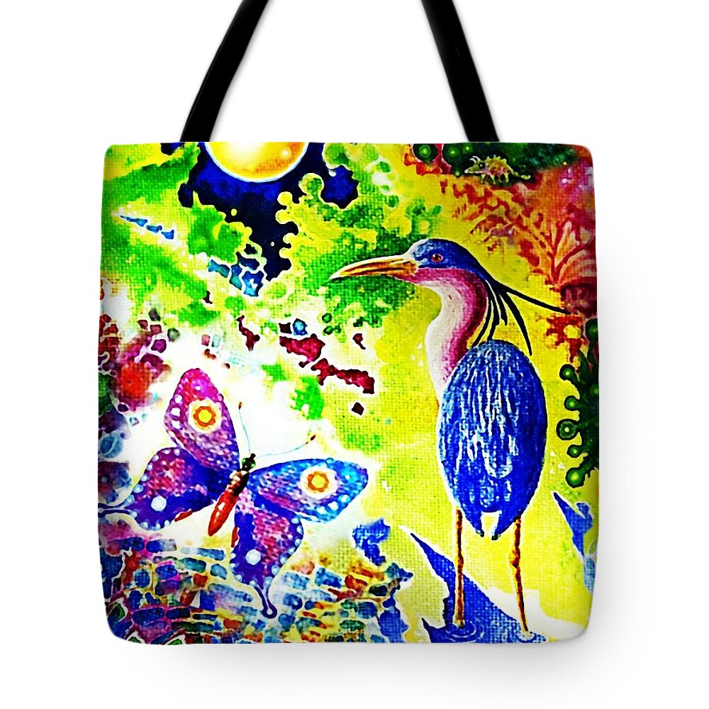 Butterfly Tote Bag featuring the painting Wonderful Wonderful Nature by Hartmut Jager
