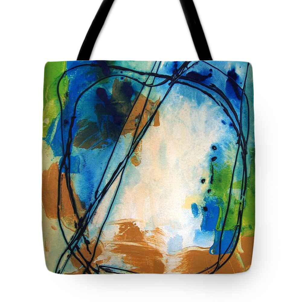 Abstract Tote Bag featuring the painting Wonky Circle by Louise Adams