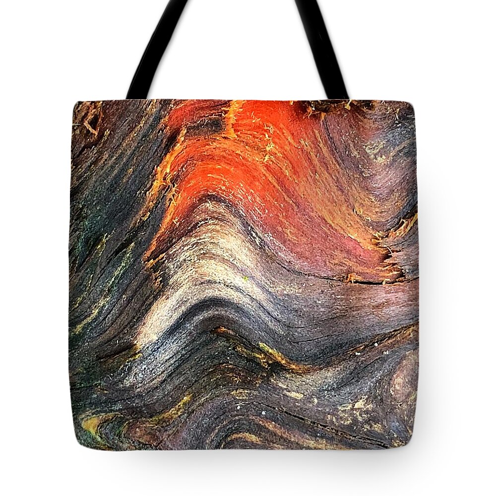 Oregon Beach Tote Bag featuring the photograph Wood Patterns by Bonnie Bruno