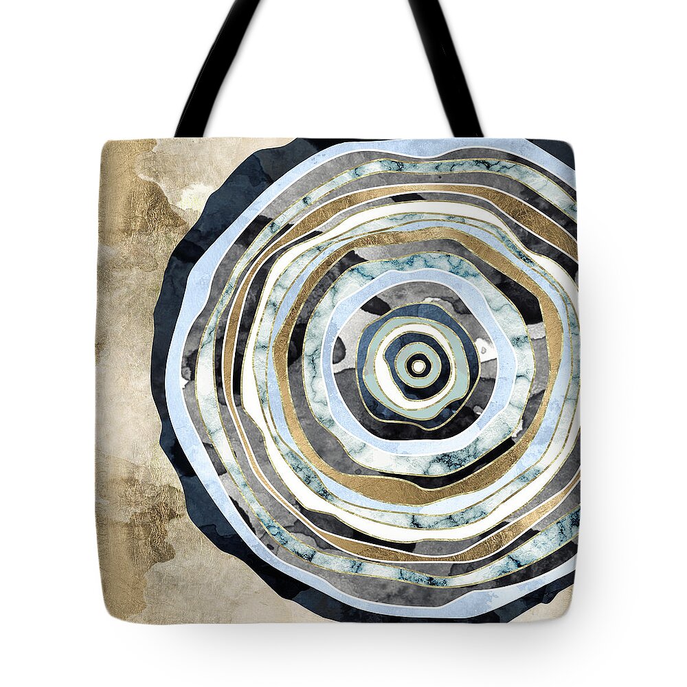 Wood Tote Bag featuring the digital art Wood Slice Abstract by Spacefrog Designs