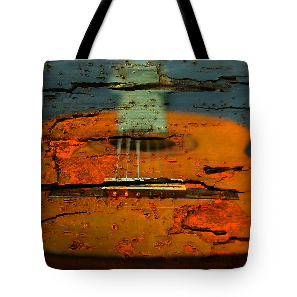 Guitar Tote Bag featuring the photograph Wooden guitar by Ricardo Dominguez