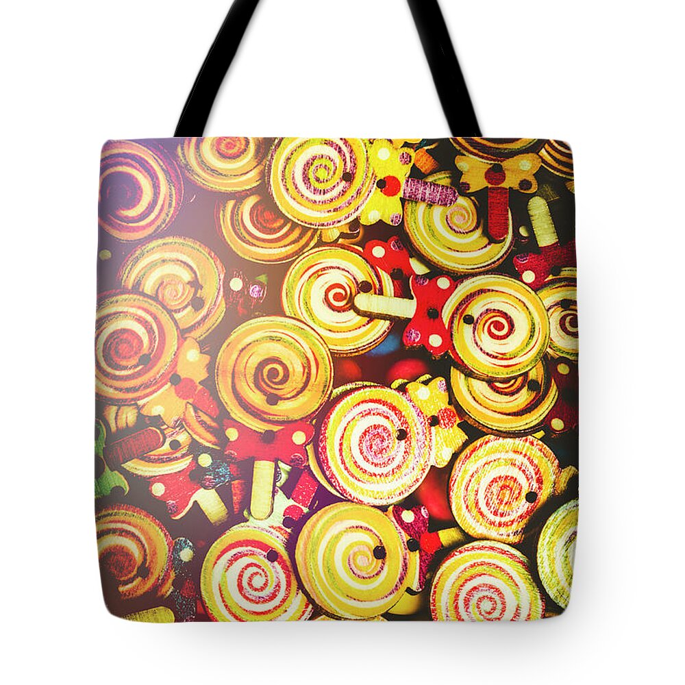Lollies Tote Bag featuring the photograph Wooden lollipops by Jorgo Photography