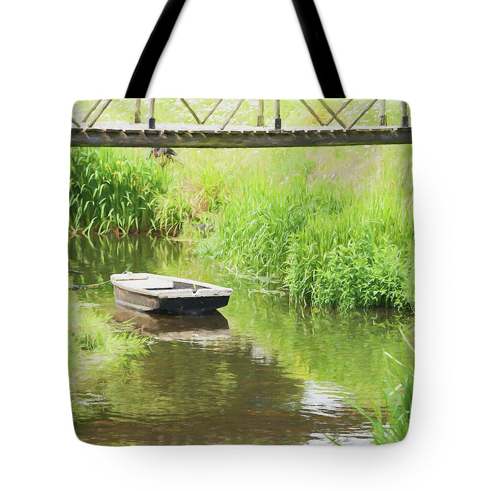 Boat Tote Bag featuring the photograph Wooden Row Boat by Roy Pedersen