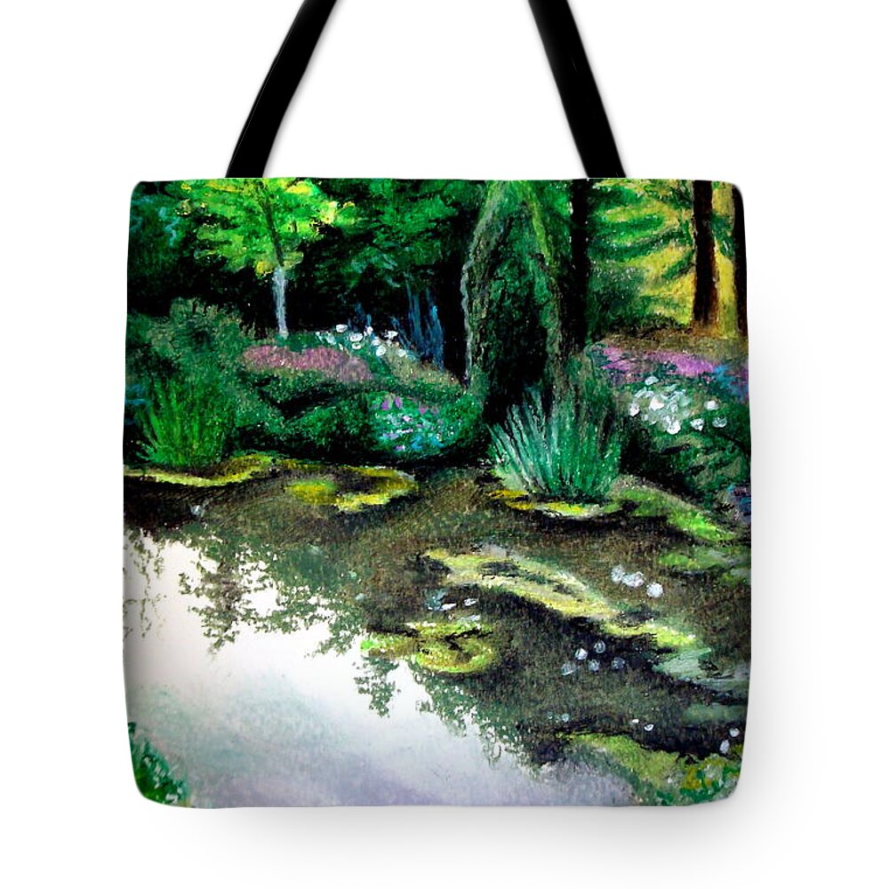 Landscape Tote Bag featuring the pastel Woodland Mystery by Elizabeth Robinette Tyndall