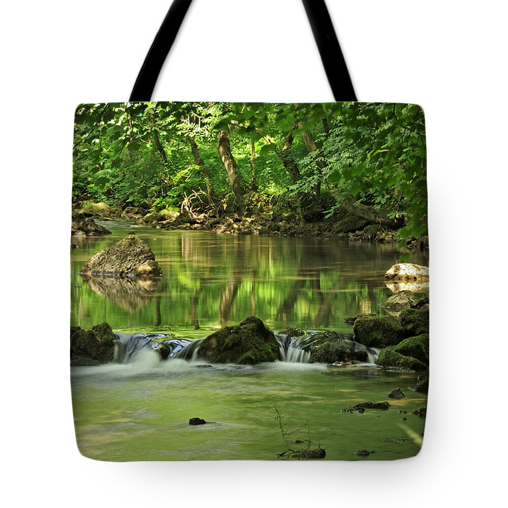 Britain Tote Bag featuring the photograph Woodland River Scene - Wolfscote Dale by Rod Johnson