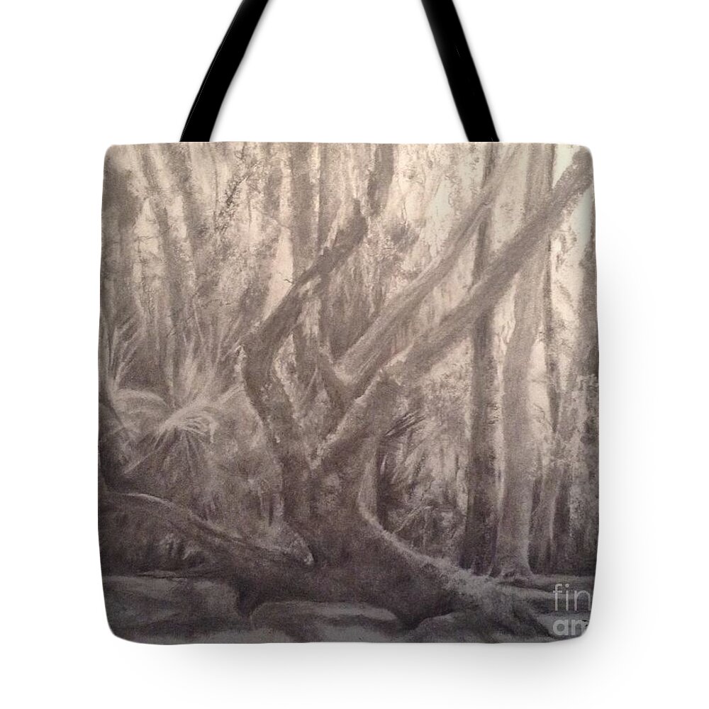 Forest Tote Bag featuring the painting Woodland Statuary by Mary Lynne Powers