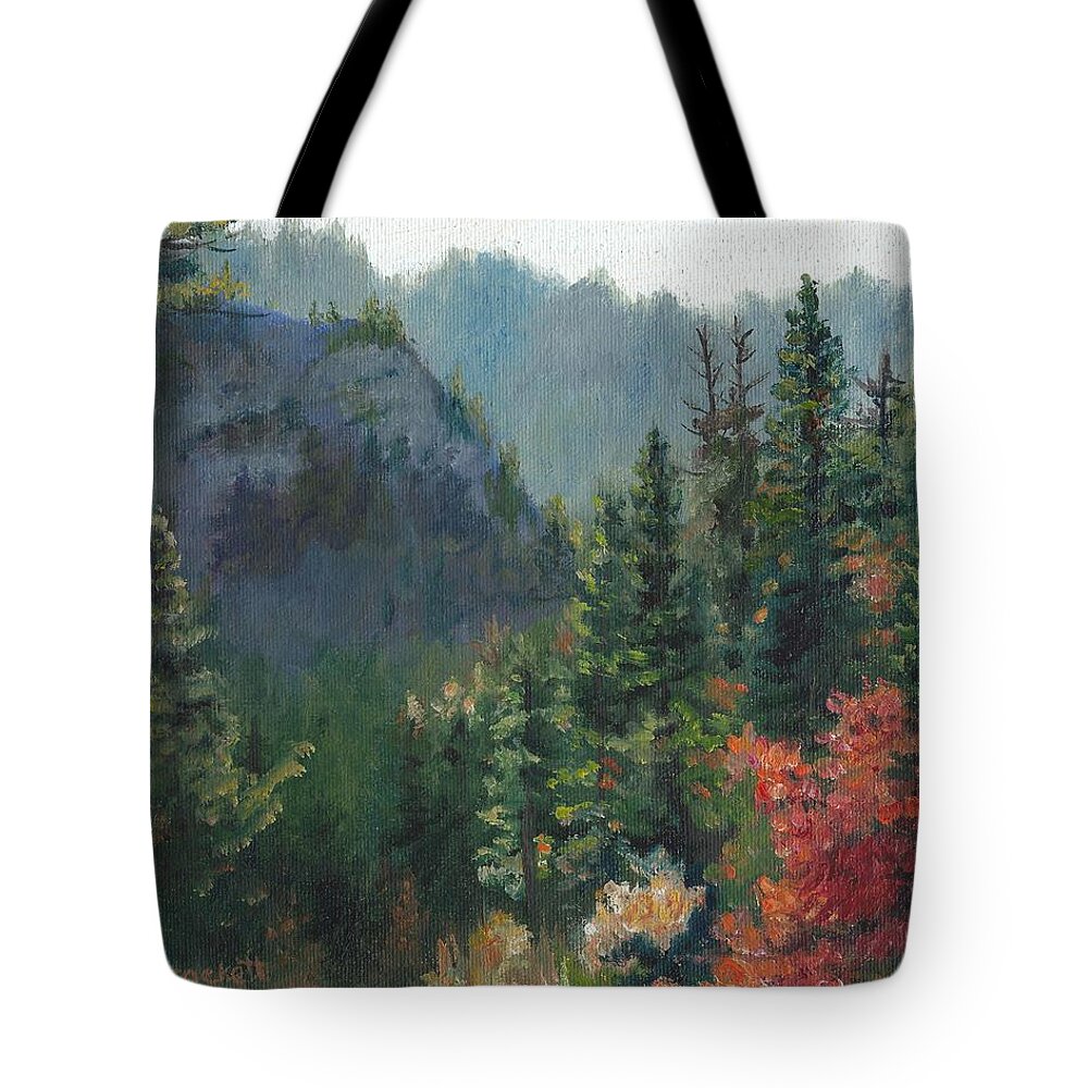 Intermittent Spring Tote Bag featuring the painting Woodland Wonder by Lori Brackett