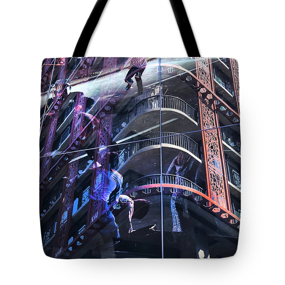 Woodward's Tote Bag featuring the photograph Woodward Building Stanley Cup Riots by Theresa Tahara