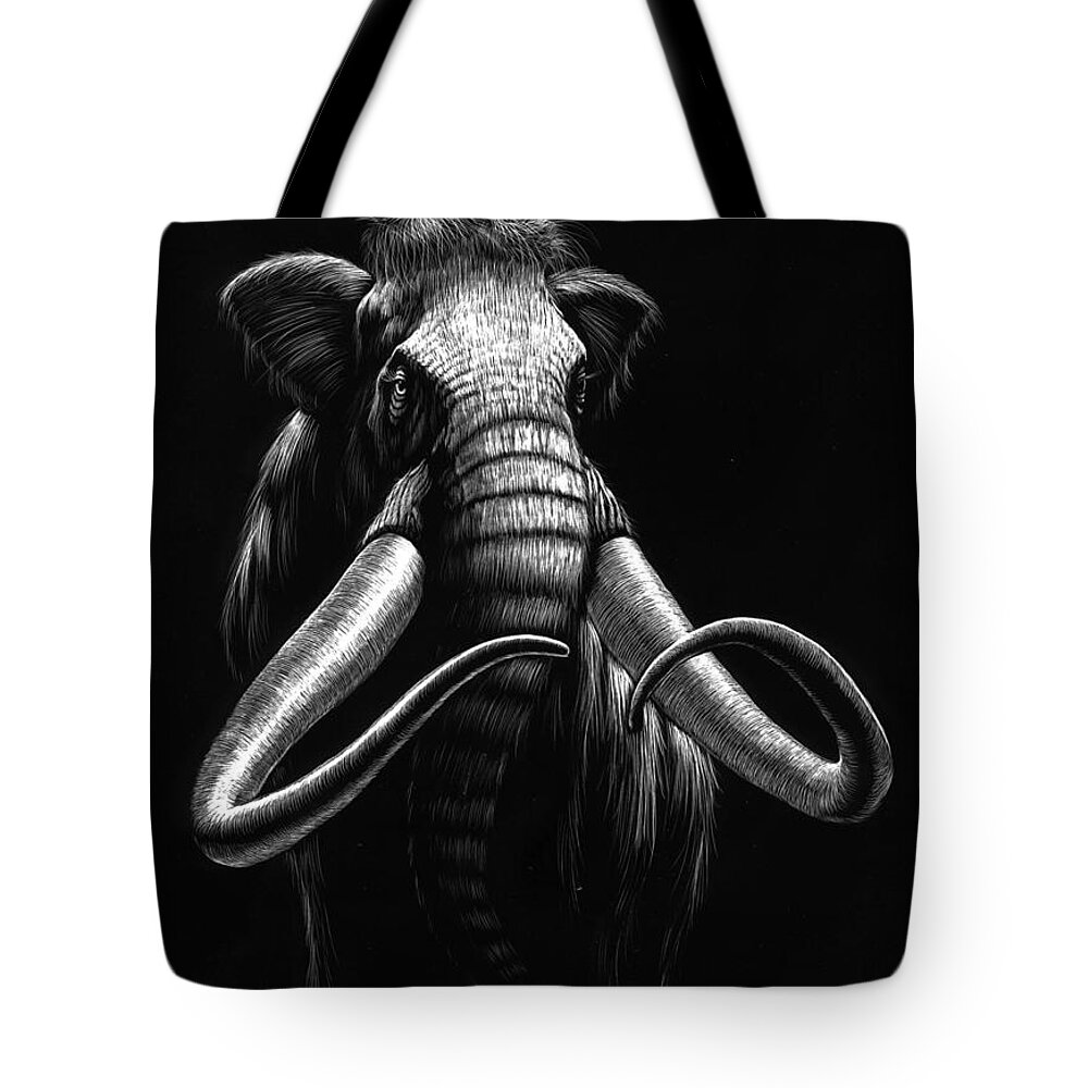 Wildlife Tote Bag featuring the drawing Woolly Mammoth by Stanley Morrison