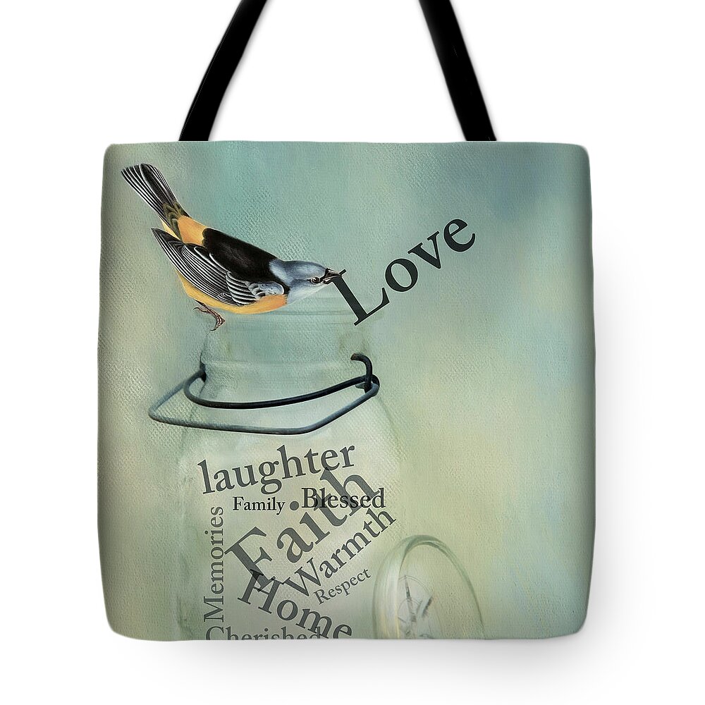 Bird Tote Bag featuring the photograph Love by Robin-Lee Vieira