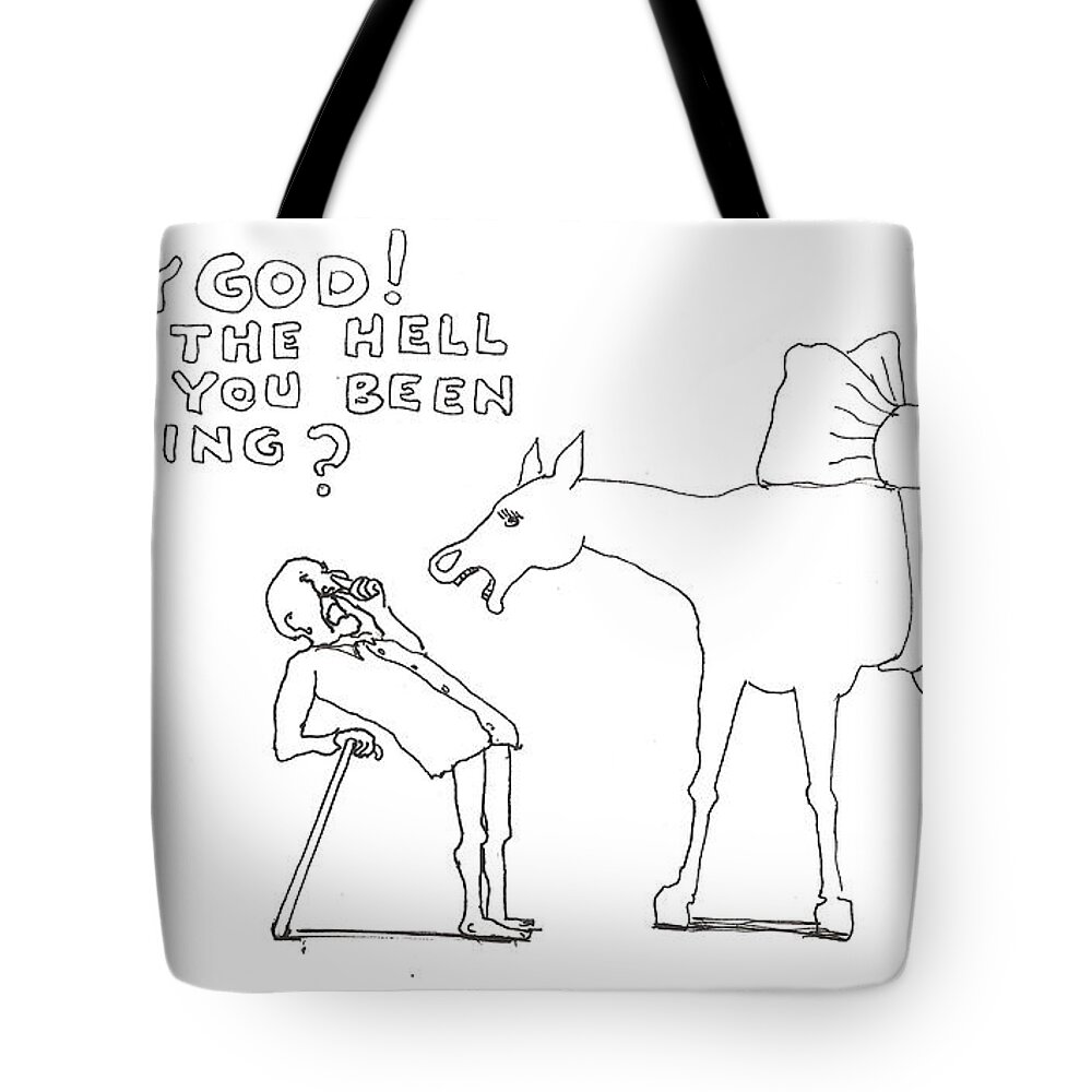 Horse Tote Bag featuring the drawing Words to Live By by R Allen Swezey