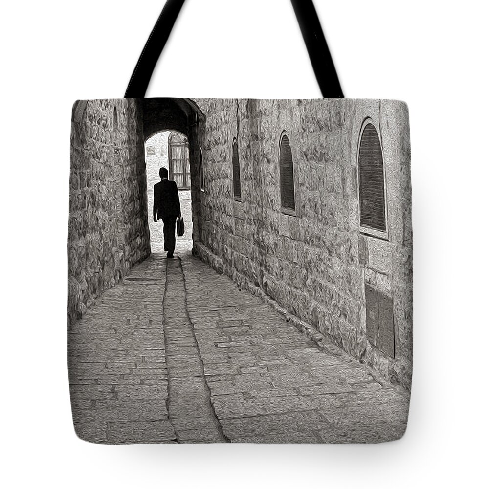 Jerusalem Tote Bag featuring the photograph Work by Munir Alawi