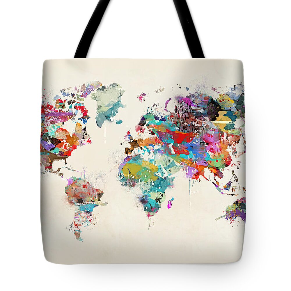 World Map Tote Bag featuring the painting World Map Watercolor by Bri Buckley