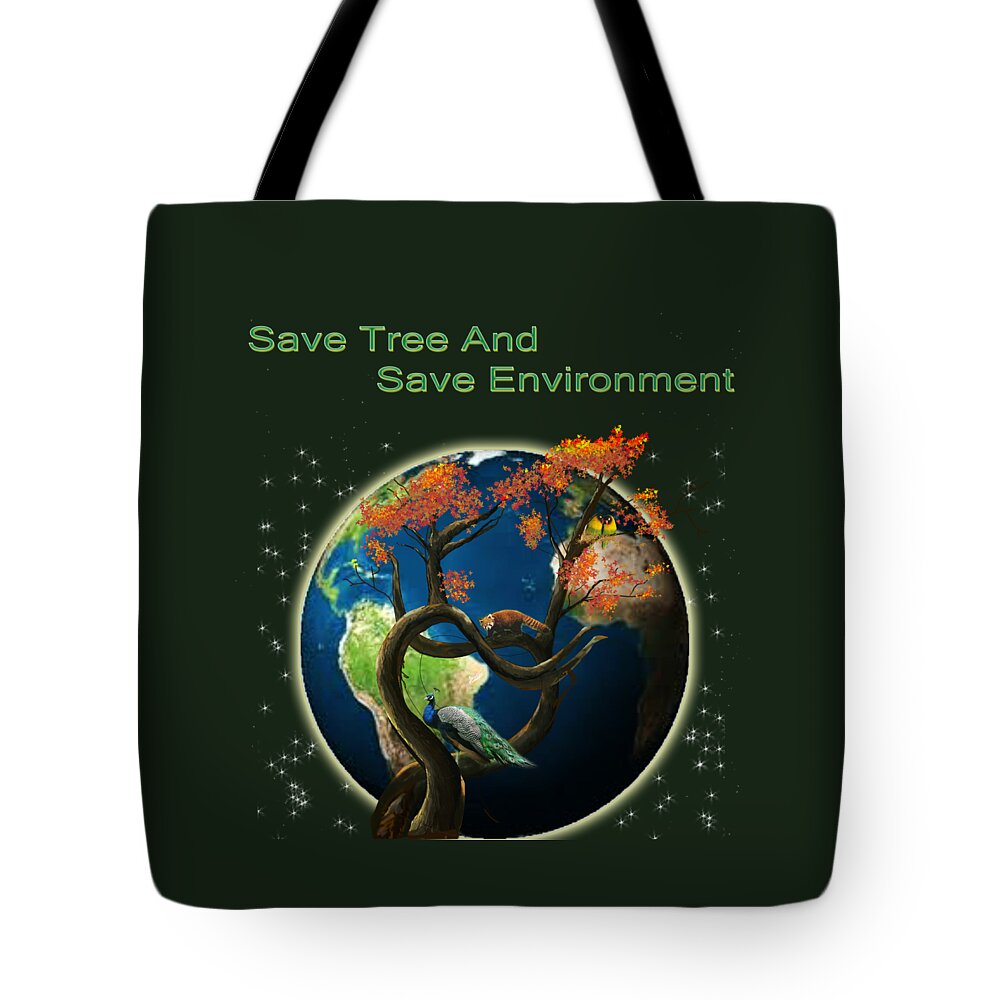 Acrylic Tote Bag featuring the digital art World needs tree by Pixel Artist