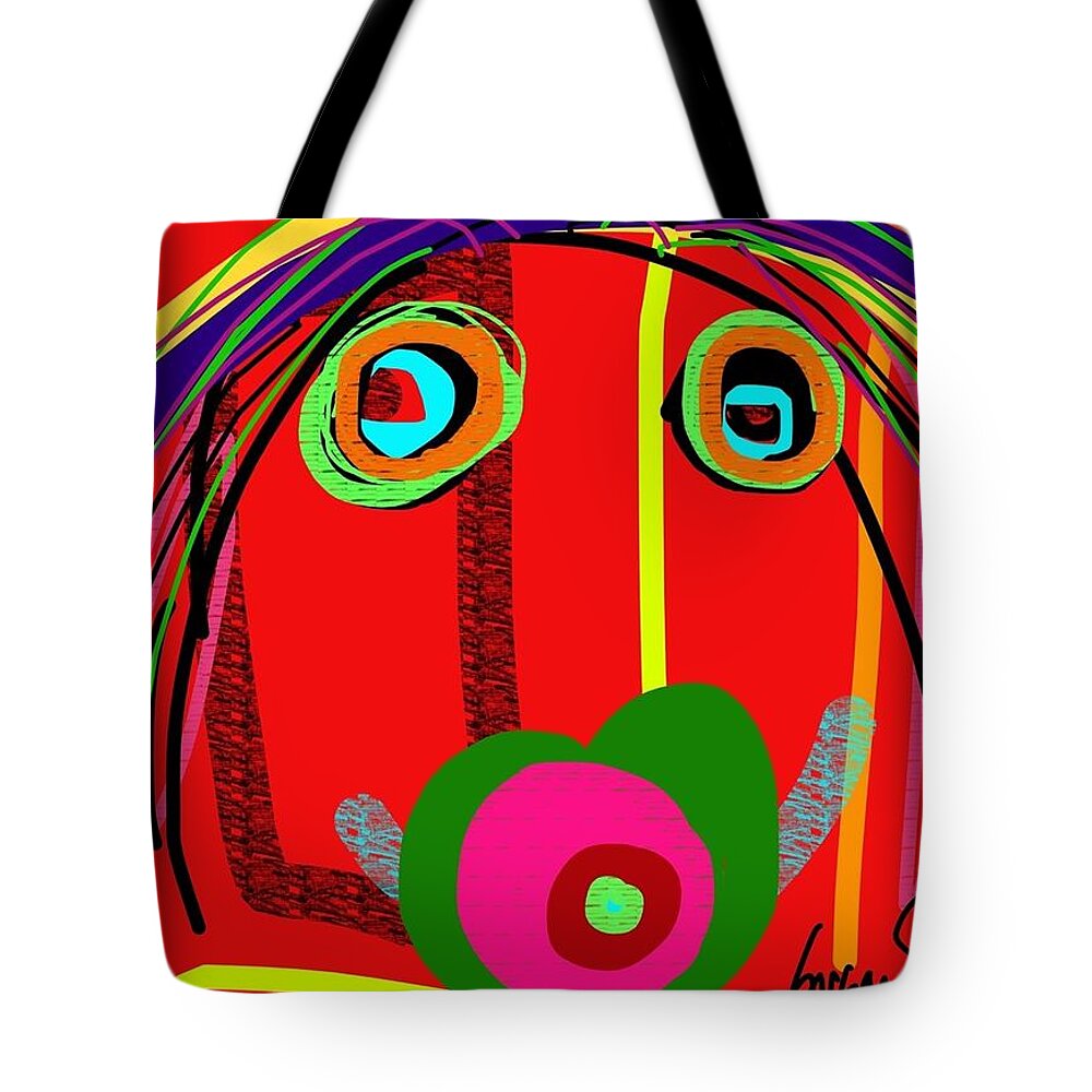 Abstract Tote Bag featuring the digital art Worries Worries All Day Long by Susan Fielder