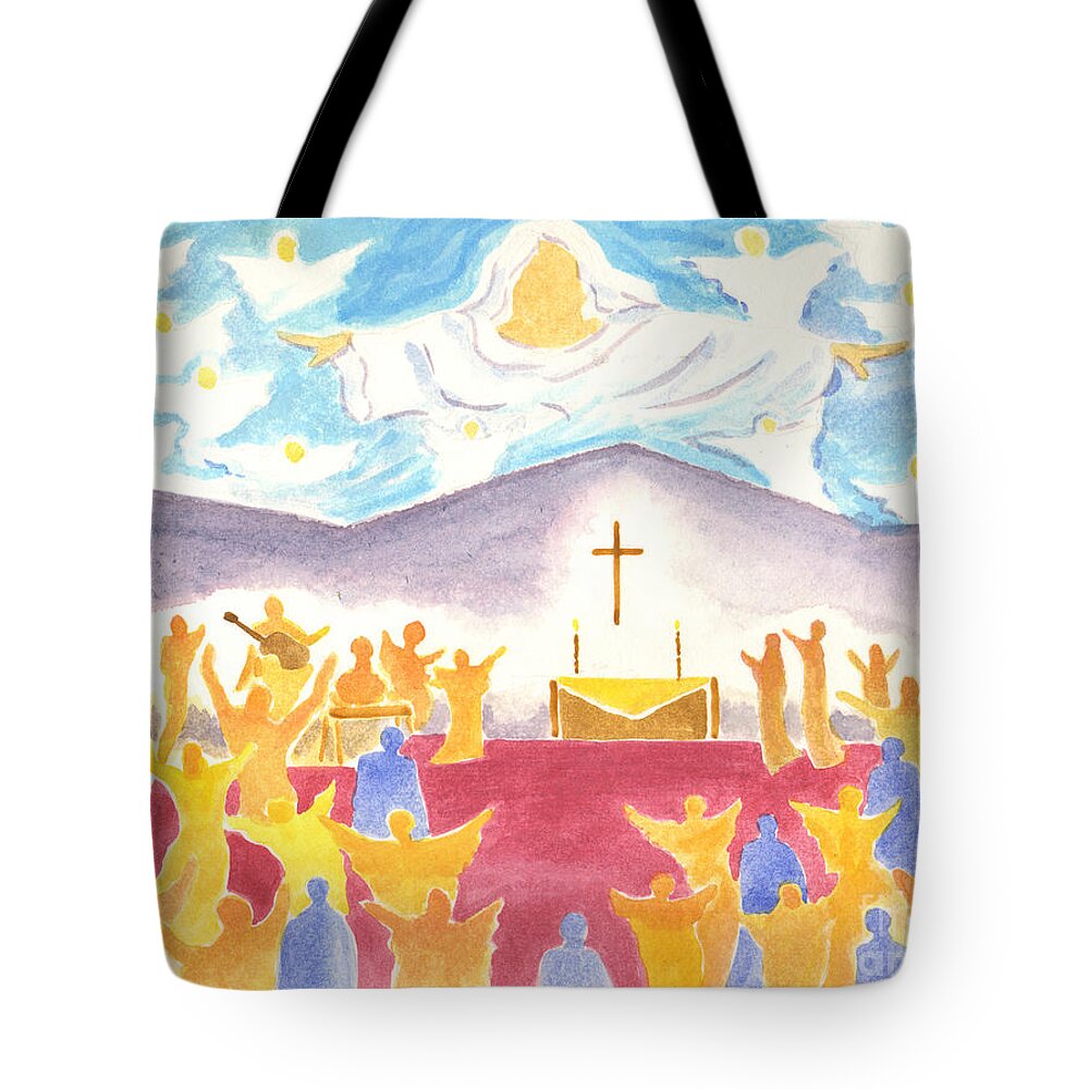 Worship Tote Bag featuring the painting Worship God In Spirit and Truth by Audrey Peaty