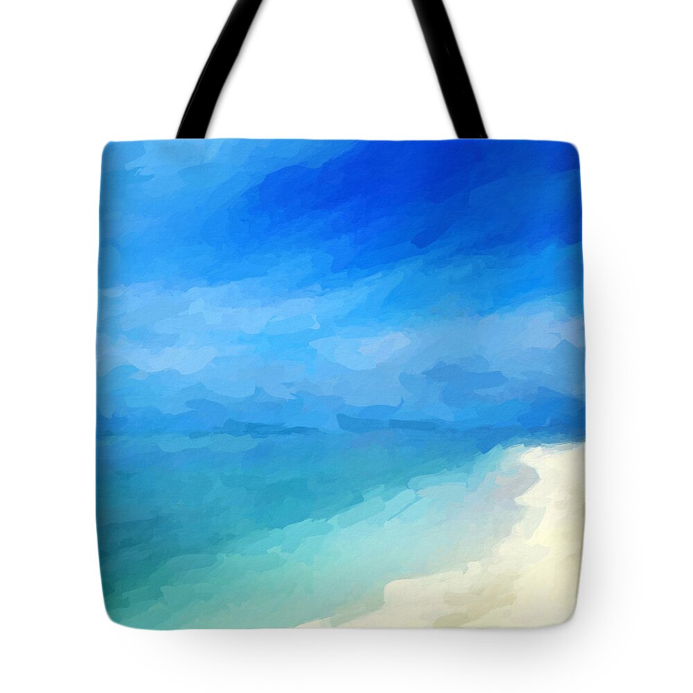 Anthony Fishburne Tote Bag featuring the mixed media Wounderful days at seaside by Anthony Fishburne