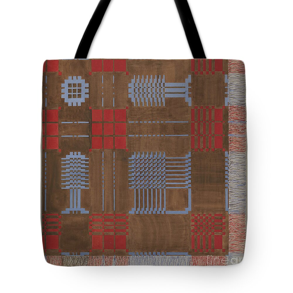  Tote Bag featuring the drawing Woven Coverlet by Dorothy Posten