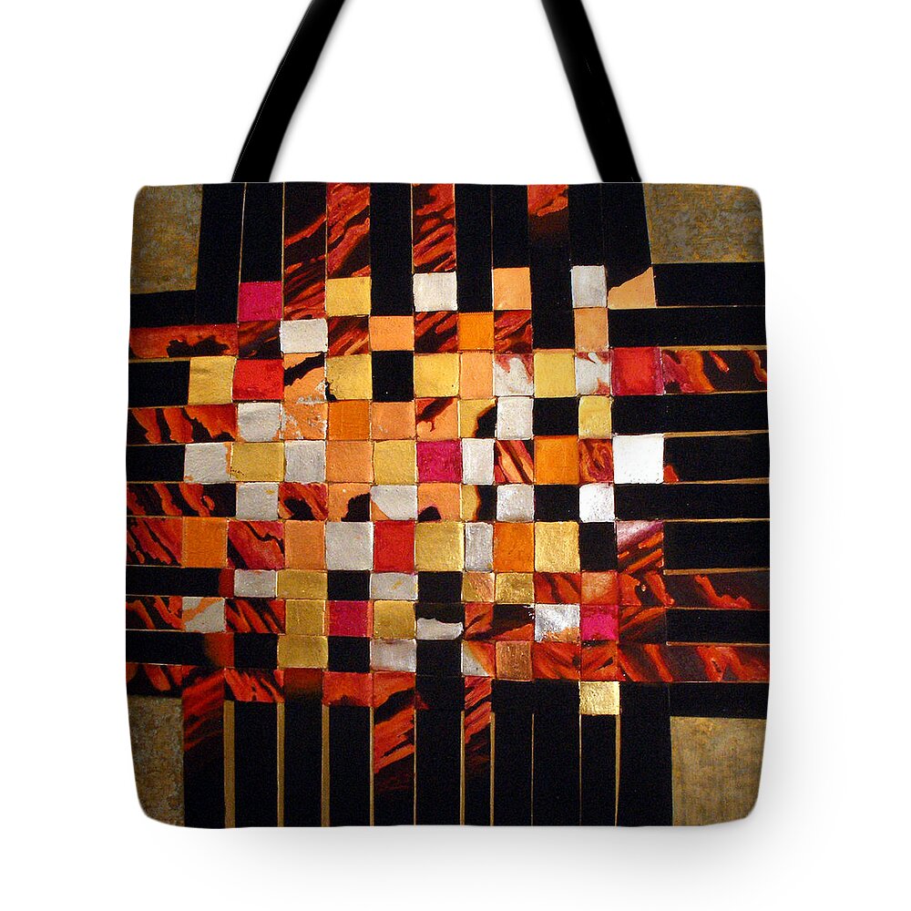 Mixed Media Tote Bag featuring the mixed media Woven Sky by Anni Adkins