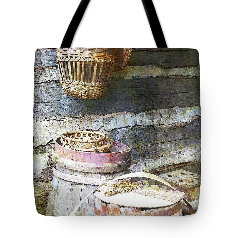 Barn Tote Bag featuring the photograph Woven Wood and Stone by Char Szabo-Perricelli
