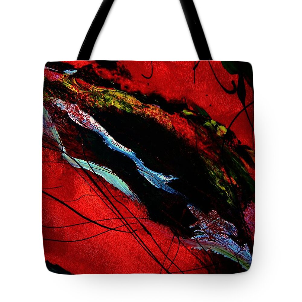 Abstract Tote Bag featuring the painting Wrap it Up Winter by Lisa Kaiser