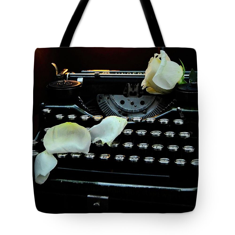 Typewriter Tote Bag featuring the photograph Writing by Mary Hahn Ward