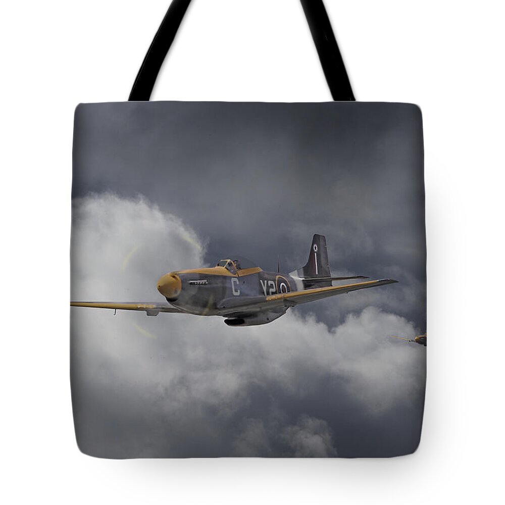 Aircraft Tote Bag featuring the photograph WW2 - P-51 - I think we-re lost by Pat Speirs