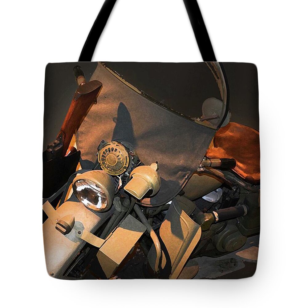 Wwii Tote Bag featuring the photograph WWII Military Motorcycle by Coke Mattingly