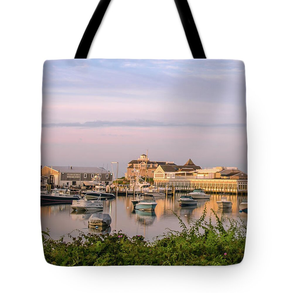 Sunrise Tote Bag featuring the photograph Wychmere Harbor at Sunrise by Lorraine Cosgrove