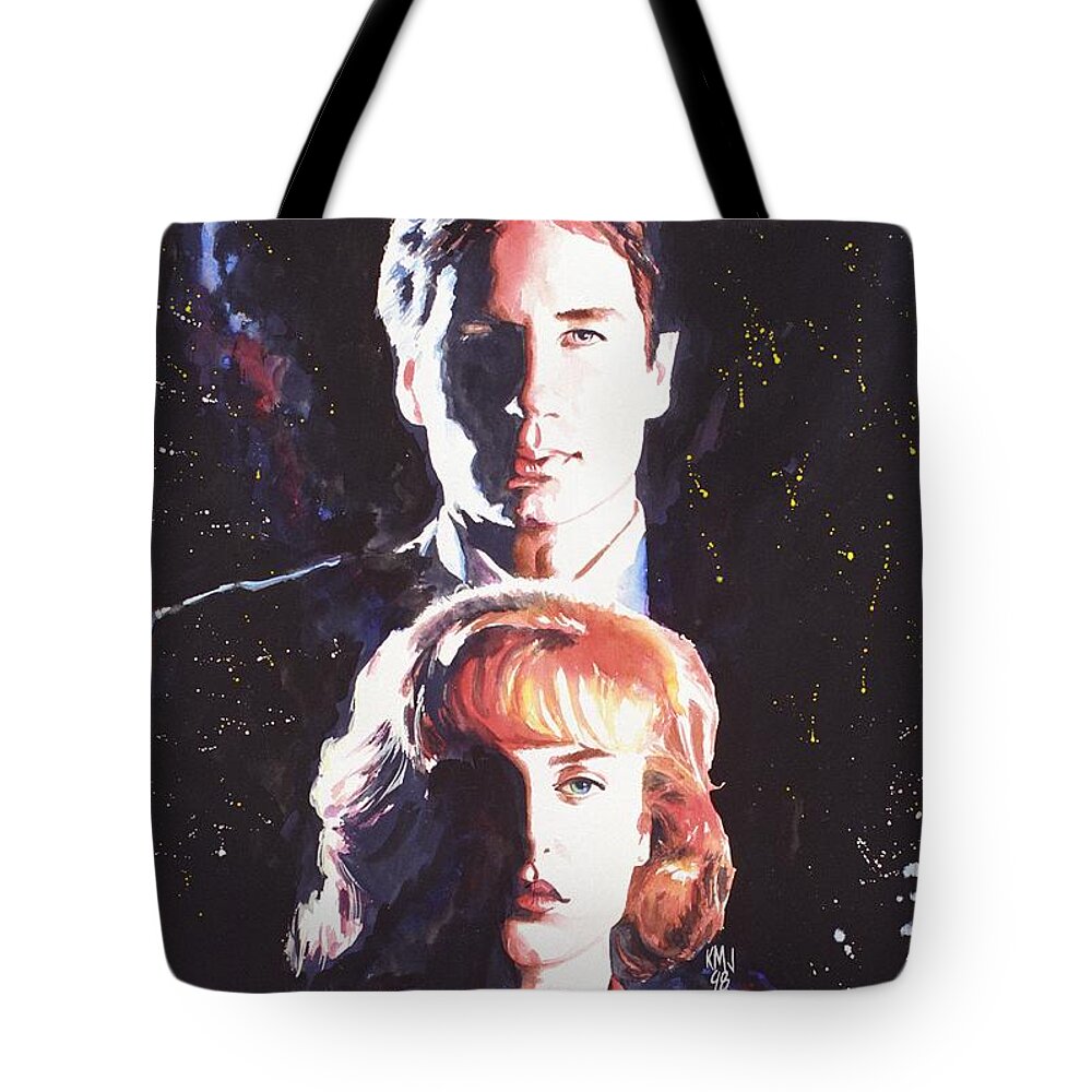 Television Tote Bag featuring the painting X-Files by Ken Meyer jr