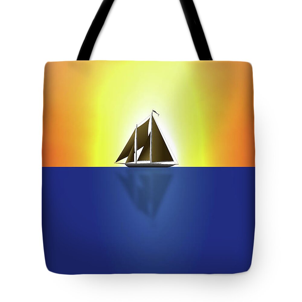 Digital Art Tote Bag featuring the digital art Yacht in sunlight by Michael Goyberg