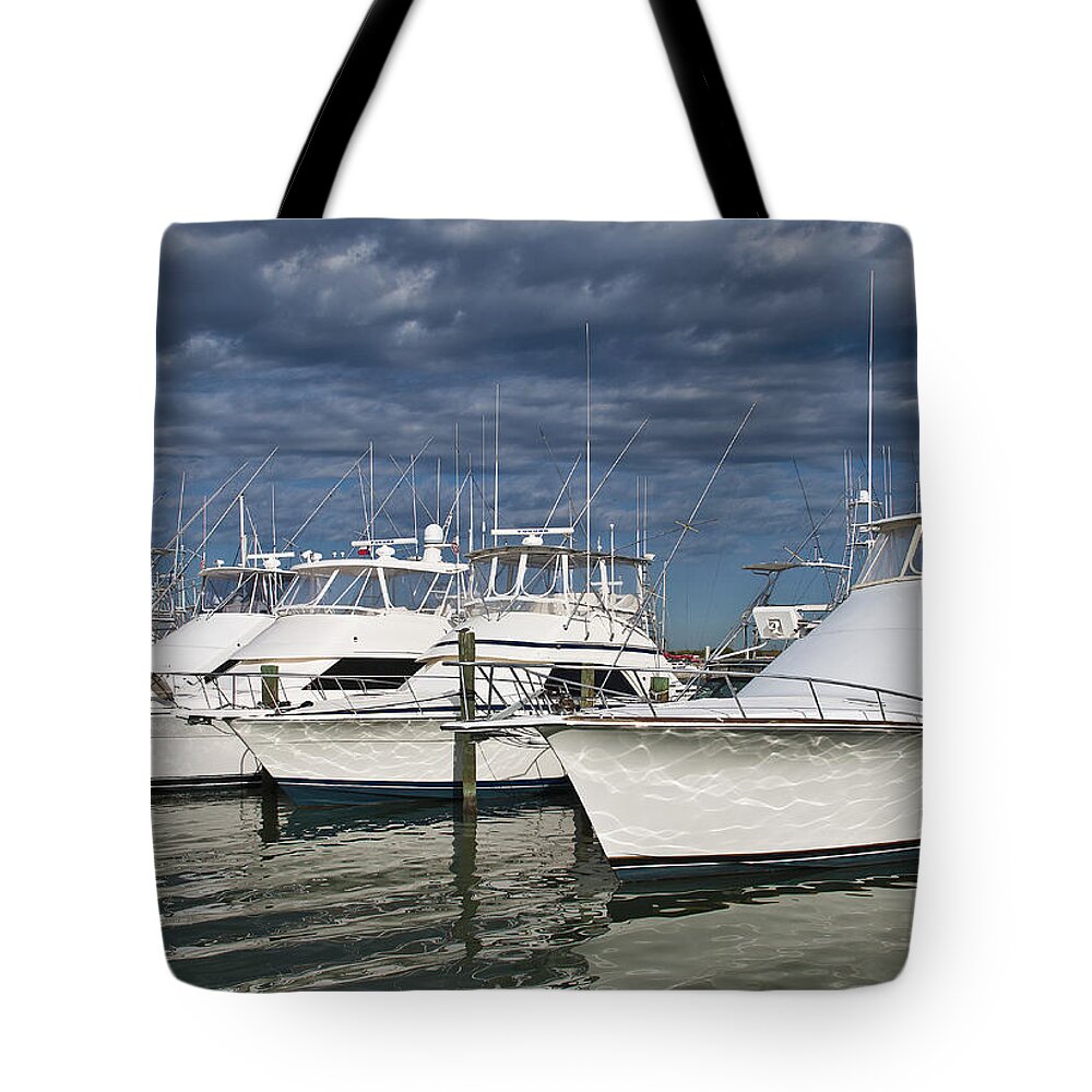Yacht Tote Bag featuring the photograph Yachts at the dock by Brian Kinney