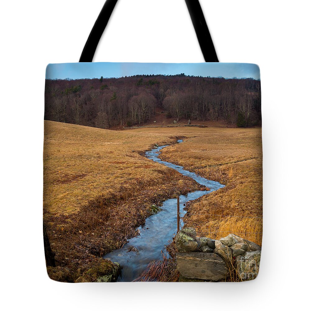 Connecticut Tote Bag featuring the photograph Yankee Farmlands No. 55 - Brook Flowing through Farm by JG Coleman