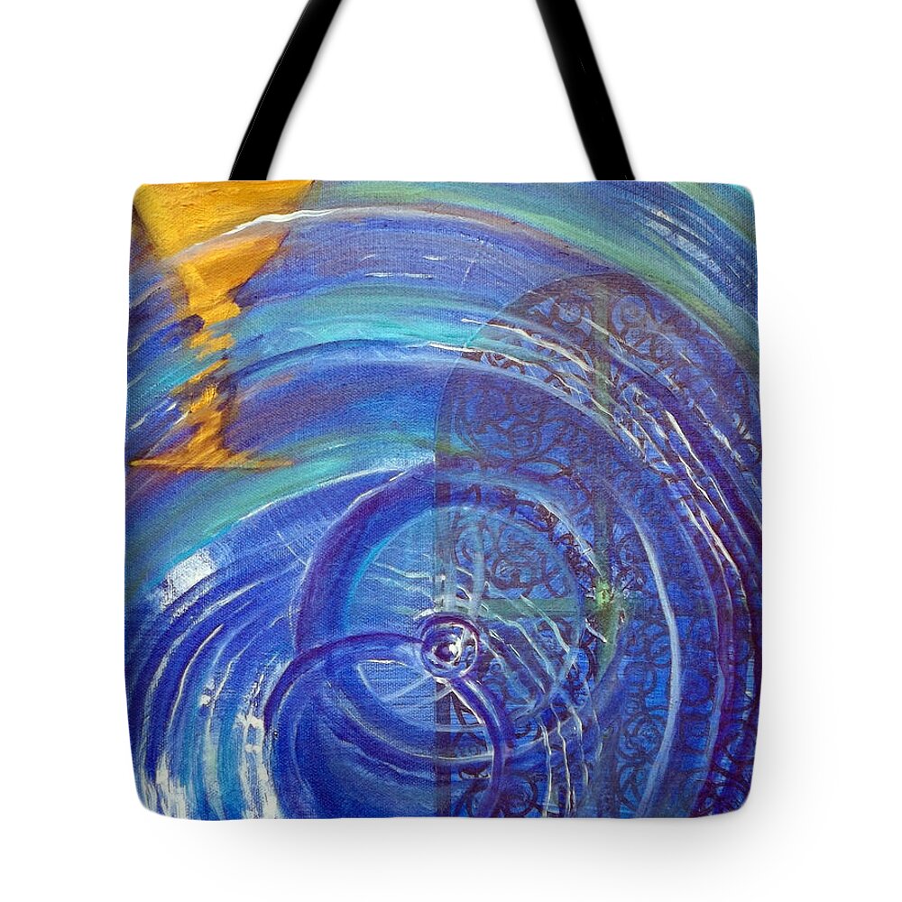 Cup Tote Bag featuring the painting Yaweh El Shaddai Right Canvas detail by Anne Cameron Cutri