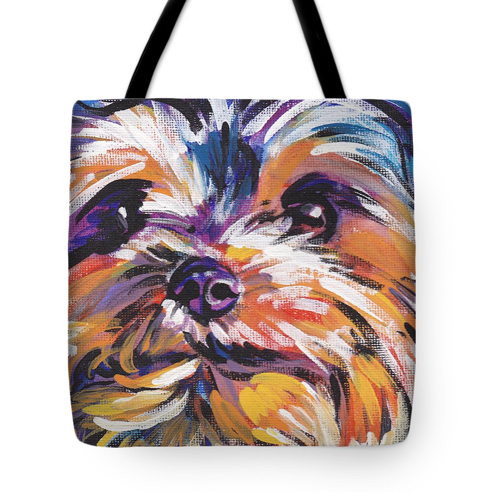 Yorkshire Terrier Tote Bag featuring the painting Yay Yorkie by Lea S